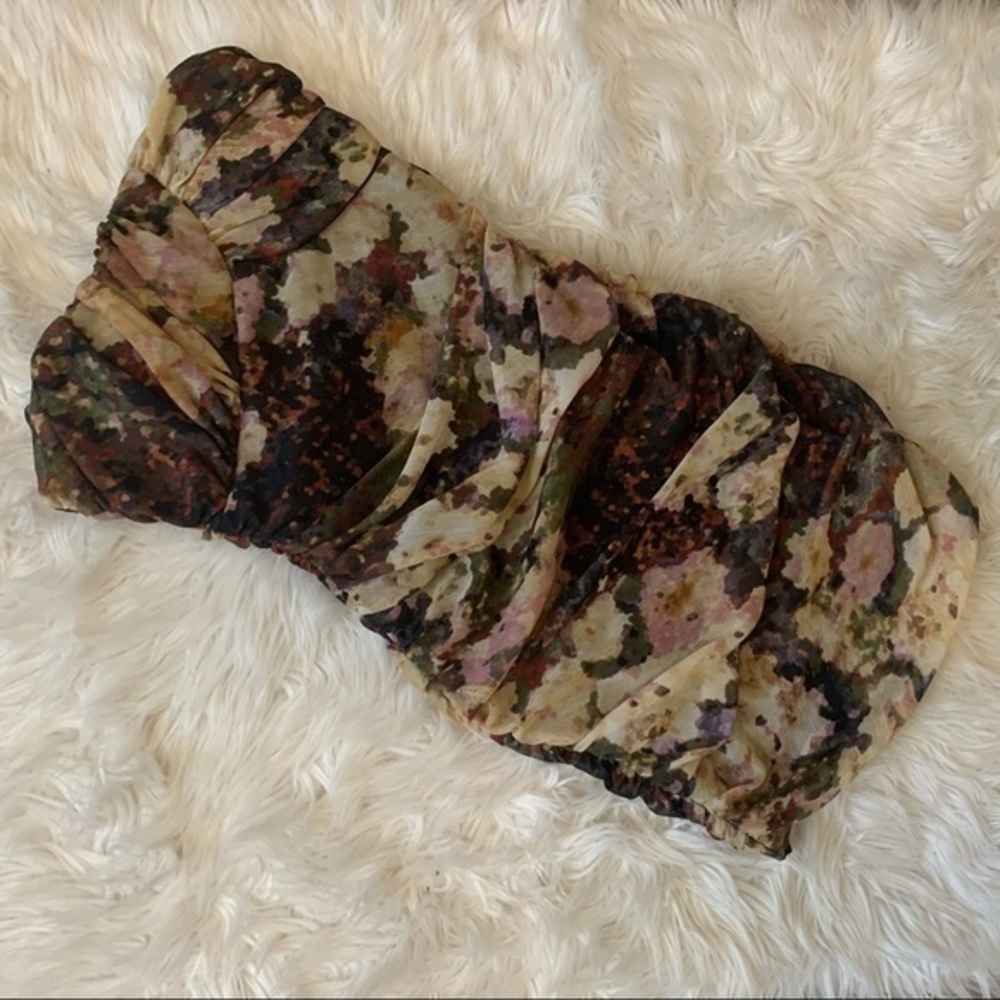 Mystic Strapless Floral Multicolor Dress Medium